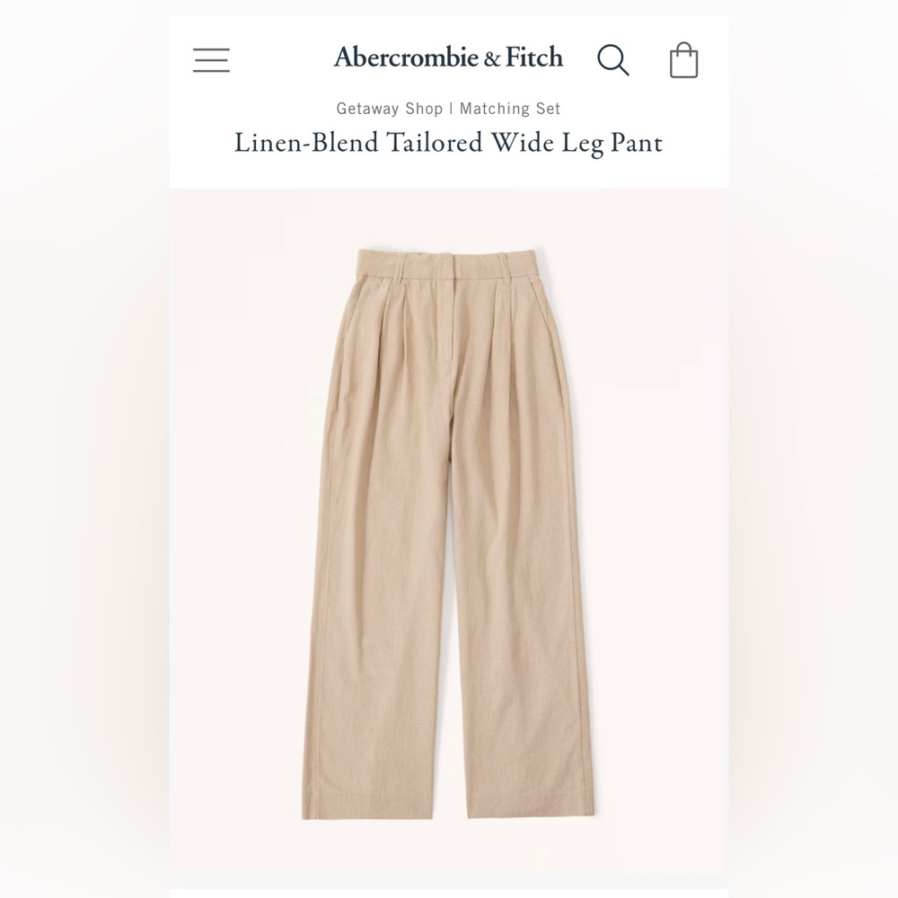 Linen-Blend Tailored Wide Leg pants
